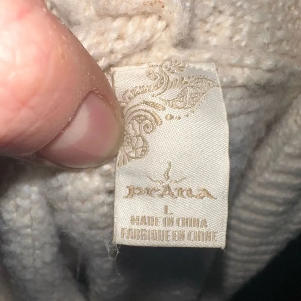 PRana cozy cream button down hooded L sweater coat